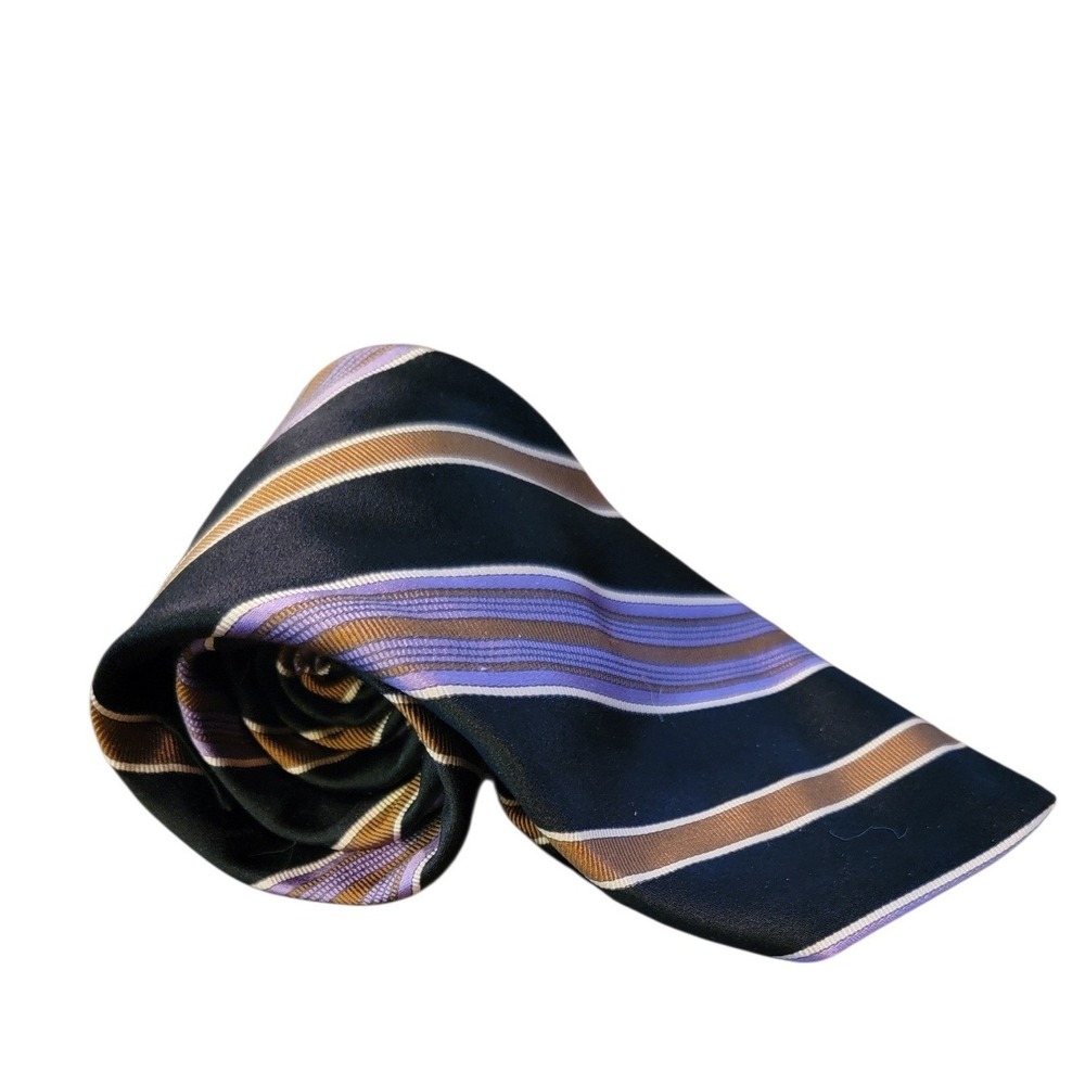 Robert Talbott Best of Class Silk Striped‎ Tie Lavender Tan Black Men 58"